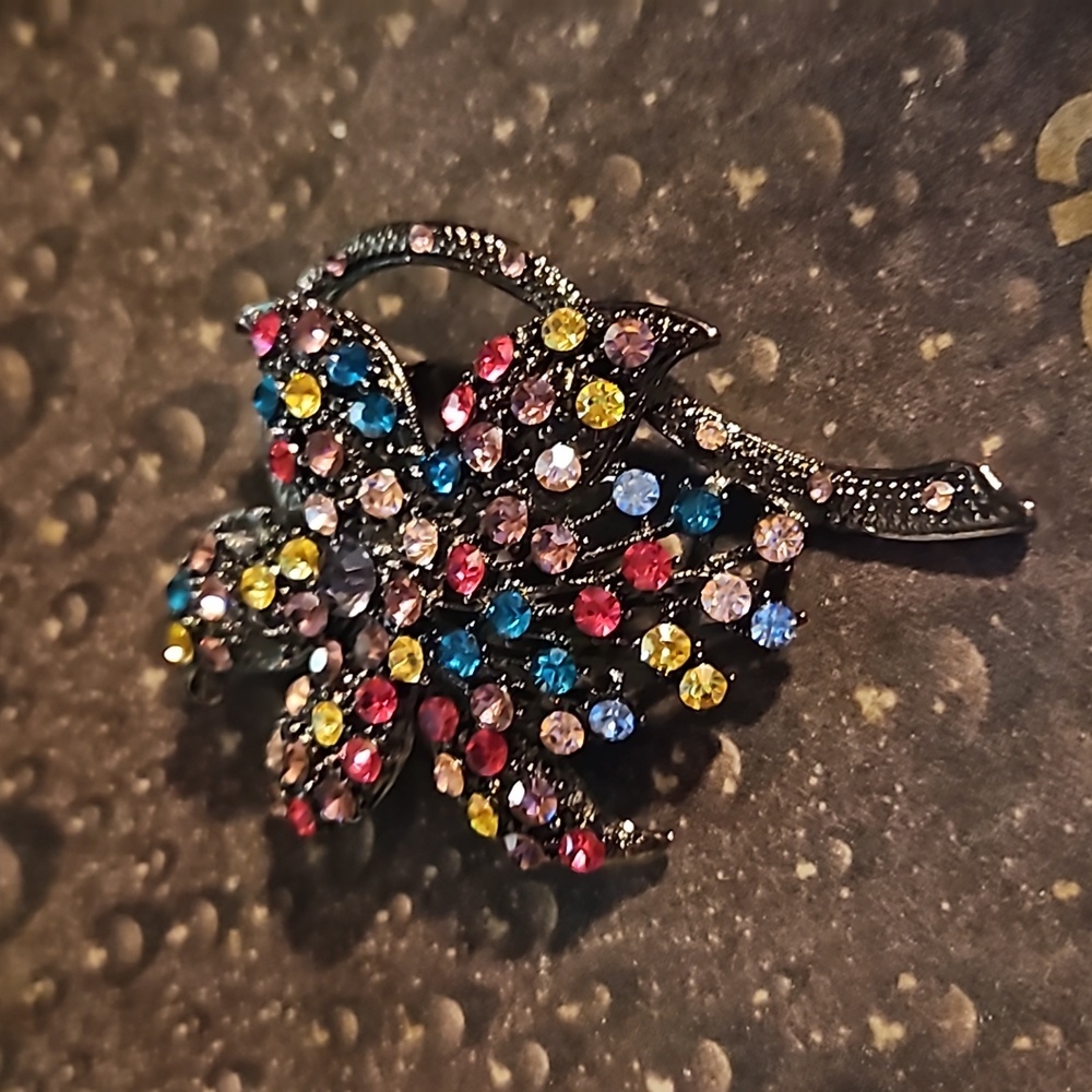 Colorful Rhinestone Flower Pin - Picture 2 of 4